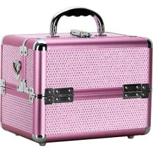 Art Craft Storage Tool Box 4-Tier Expandable Trays Cosmetic Case Tattoo Organizer Travel Pink Crystal Aluminum Makeup Case